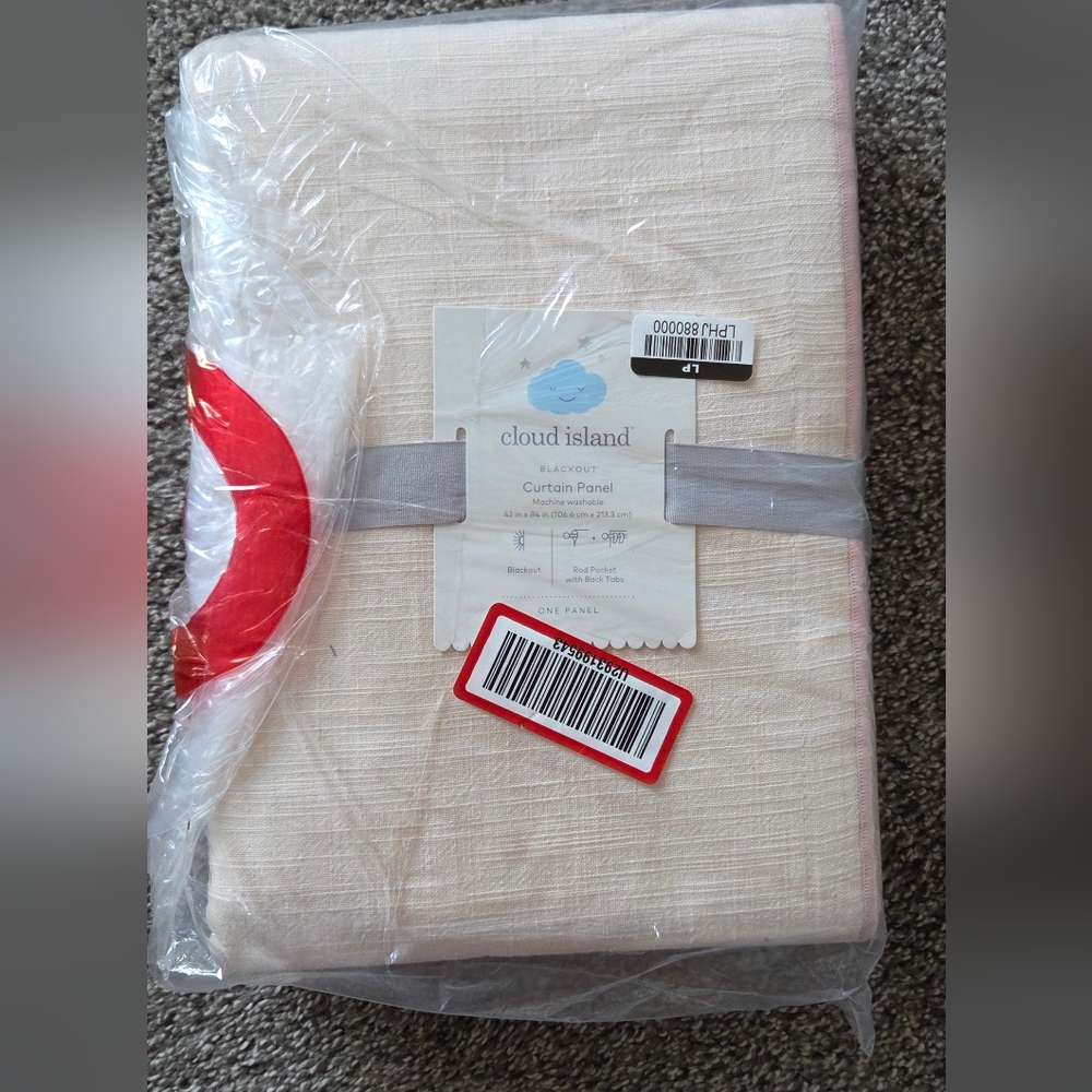 A1. Cloud Island Cream and Red Curtain Panel